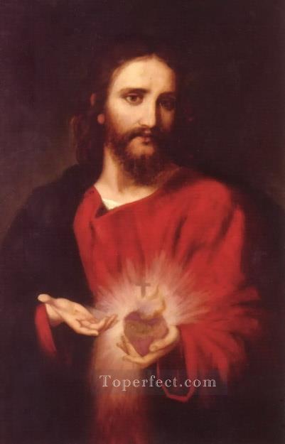 Jesús con el corazón asustado Pintura al óleo